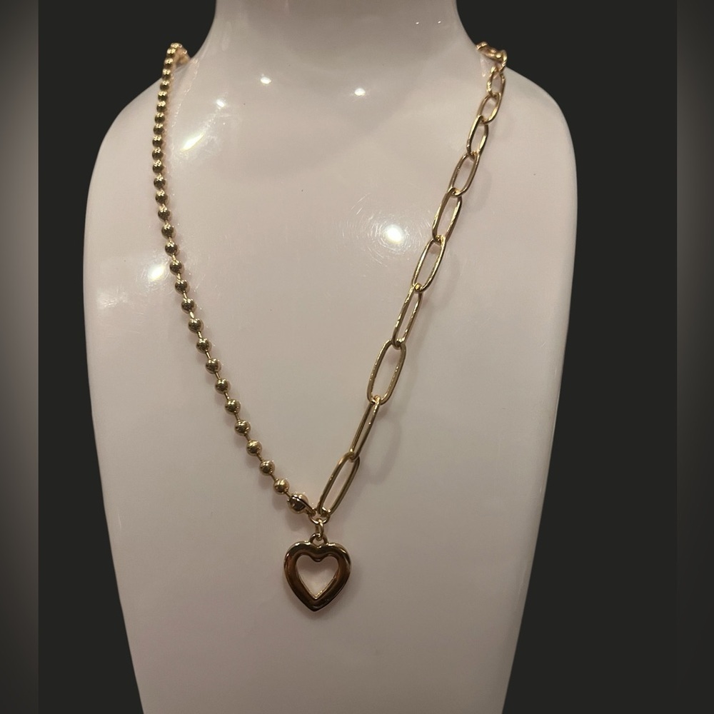 Forever 21 Open Heart Chain & Beaded Necklace – NWT